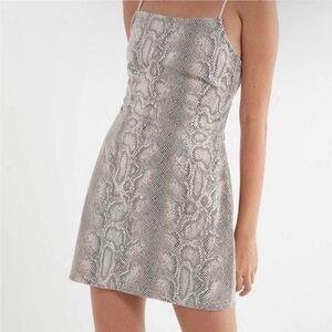 Urban Outfitters Snake Print Mini Dress - Tan